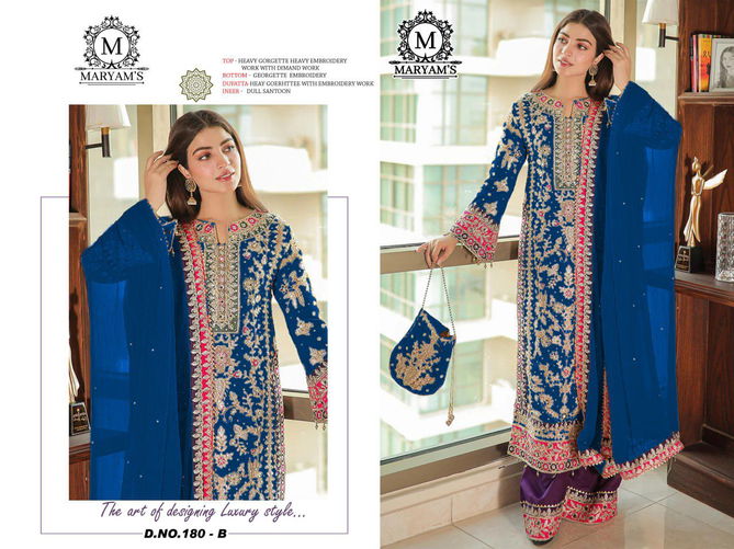 Maryams 180 Embroidery Georgette Pakistani Suits Wholesale Shop In Surat
